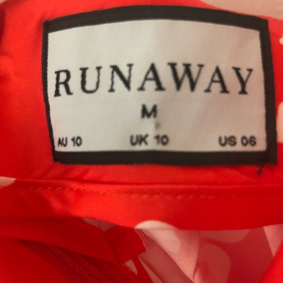 Runaway the label Red White Hawaiian maxi dress spaghetti trap with slit M - Picture 2 of 12